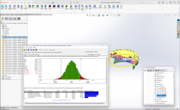 A CAD assembly prepared for a 3DCS tolerance study